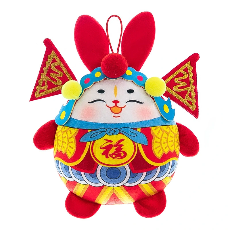 Custom Logo 2023 New Year Tang Suit Chinese Style Rabbit Plush Toy Soft Lucky Bunny Stuffed Doll Mascot Collection Christmas Gift