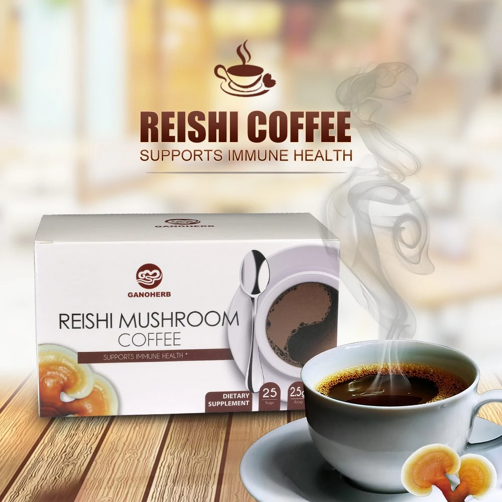 OEM Reishi Mushroom Ganoderma Black Instant Coffee 2 in 1 Lingzhi Coffee
