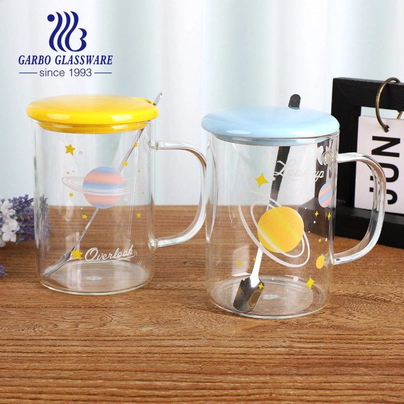 Promotion Souvenir 480ml Single Wall Borosilicate Glass Mug with Customized Decal