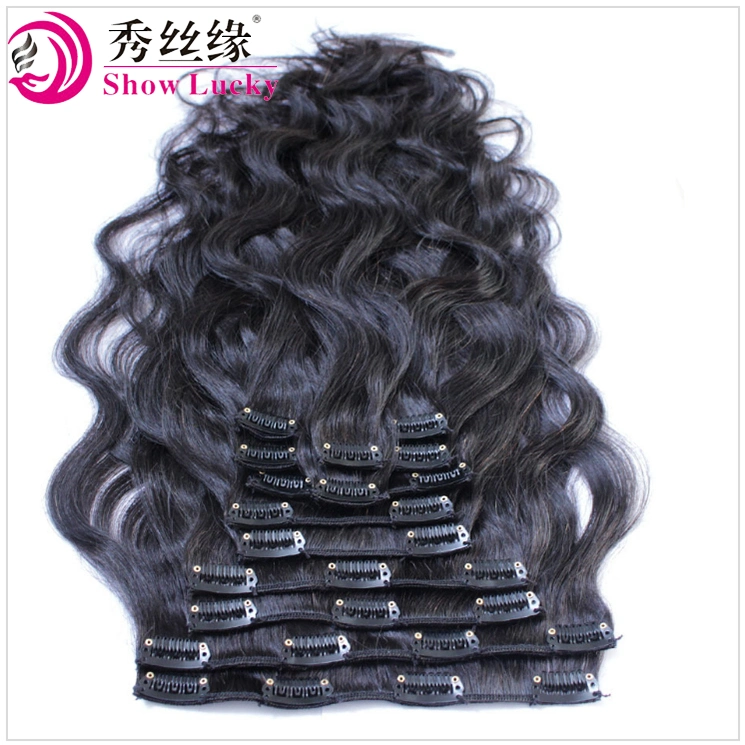 Top Grade Easy Full Head Set Unprocessed Peruvian Virgin Human Hair Silky Straight Clips Hair Extension