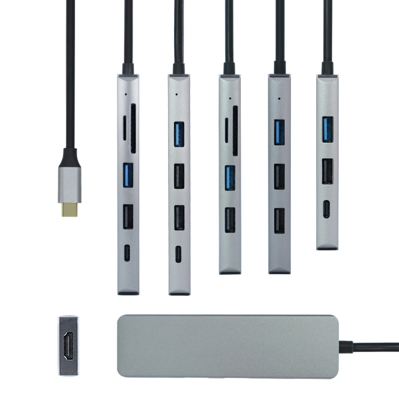 Neu USB C 4K Combo Multi 6 in 1 USB 3 0-Port-Ladefunktion Typ C Hub Box Status Mobil Geräte Tischcomputer