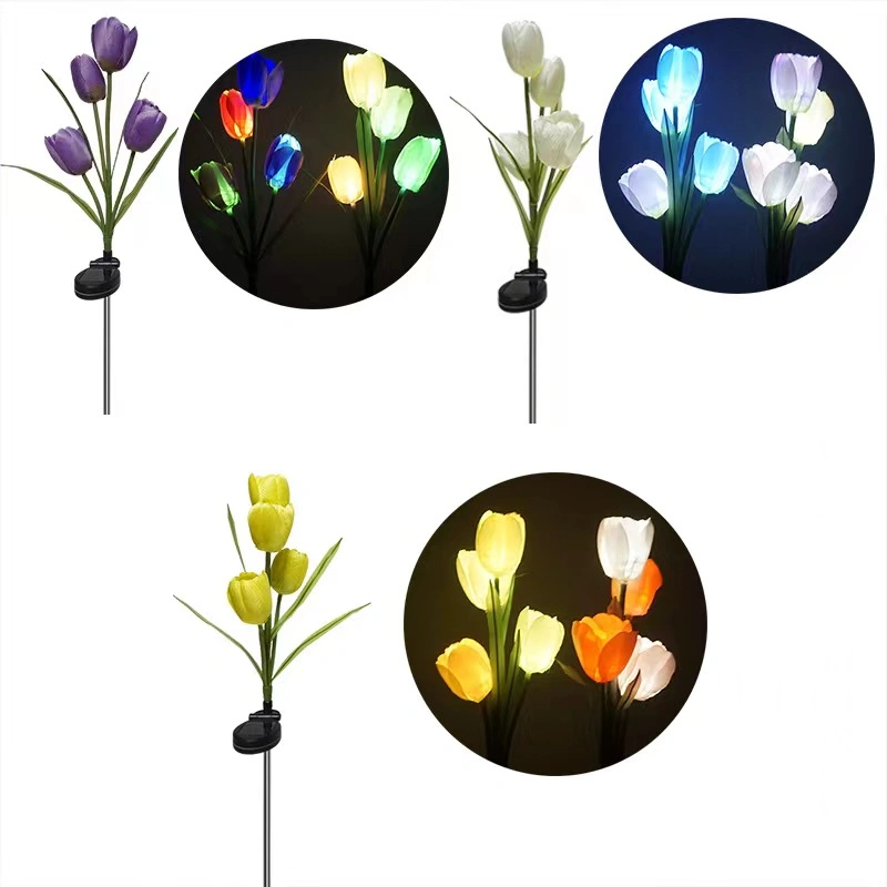 Solar LED Artistic Flower Light Rose Tulip Lily Flower Light for Landscape Decoration