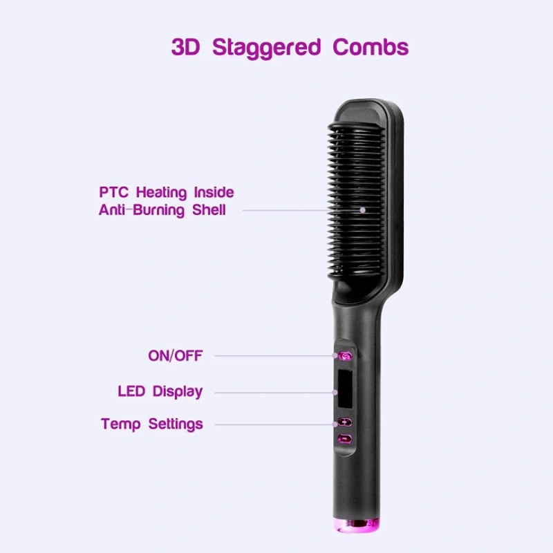 Hair Straightener Brush Straightening Comb Ionic Straightening Brush 20s Fast Ceramic Heating, Anti-Scald, Home Salon Help You Create for Frizz-Free Silky Hair