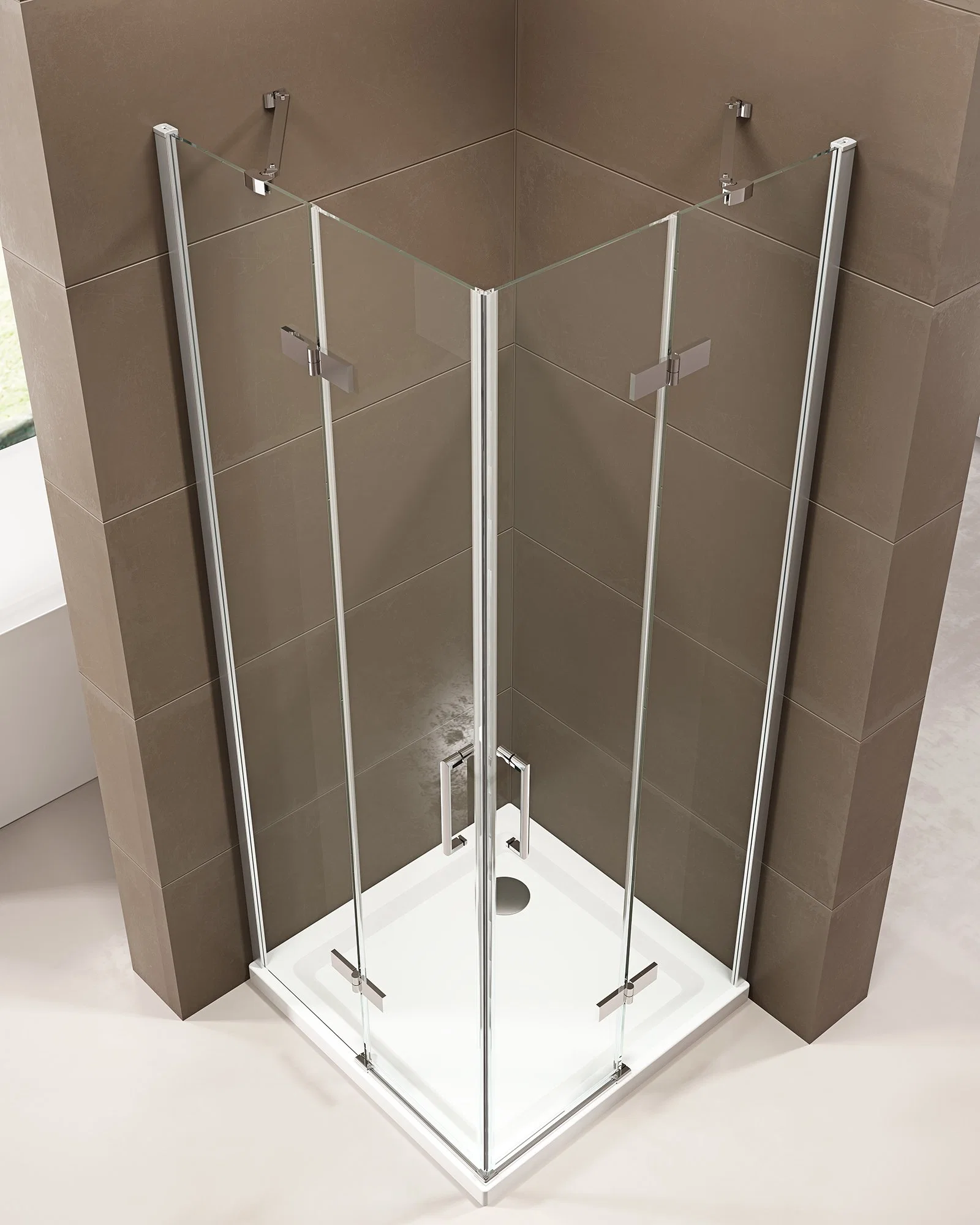 High Chrome Tempered Glass Shower Room Infold Door