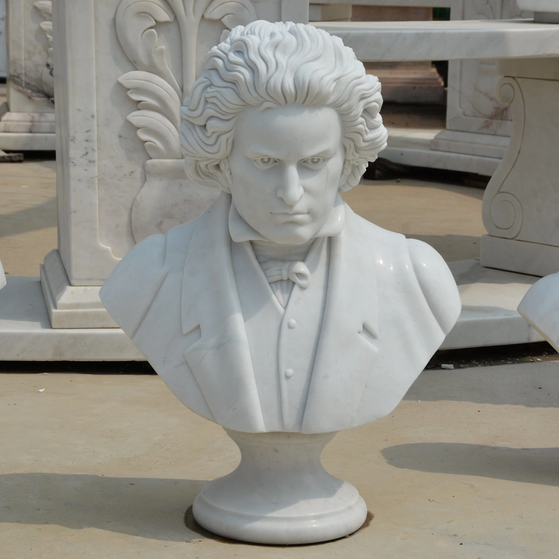 Decoración personalizada de mármol blanco Beethoven Man Bust