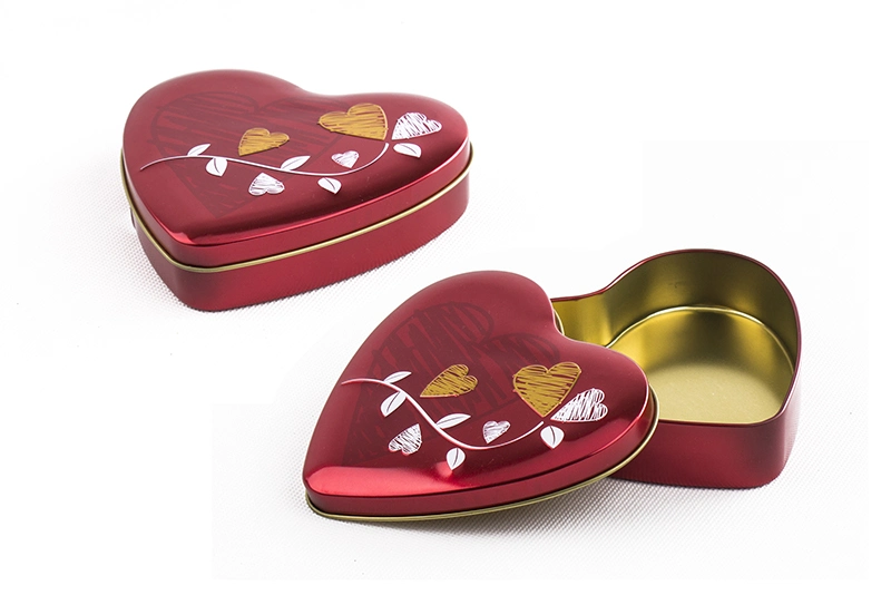 Food Grade Material Heart Shape Biscuit Tin Can for Valentine's Day