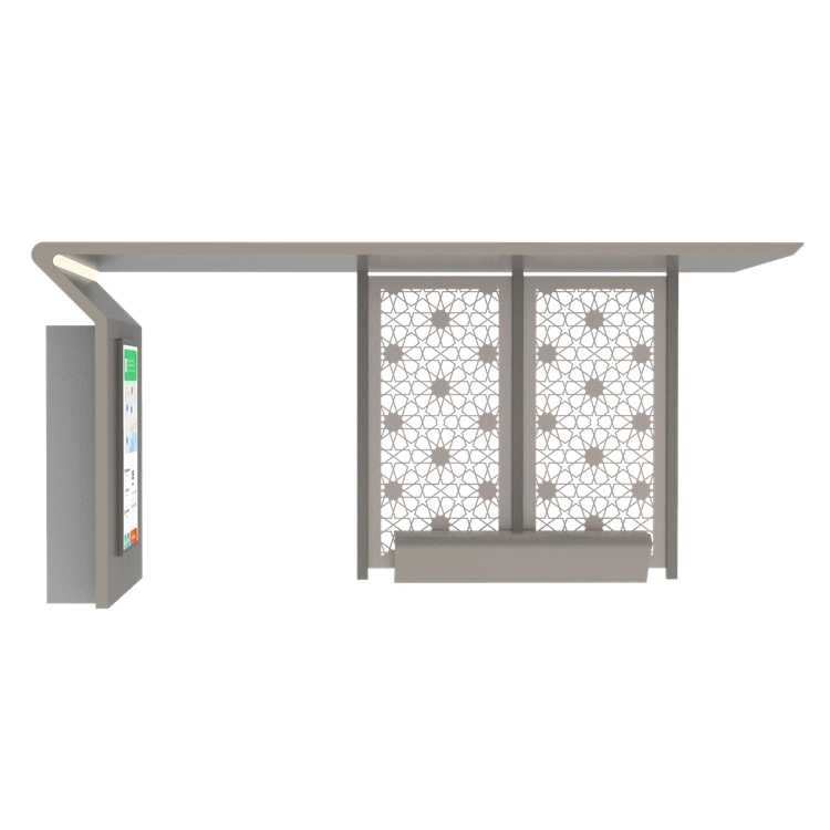 Outdoor Furniture Galvanized Steel Bus Stop Shelter with Touch Screen Kiosk