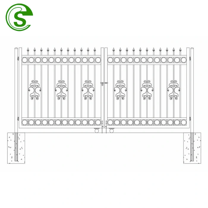 Wholesale Double Swing Galvanized Steel Flower Picket Garden Gate