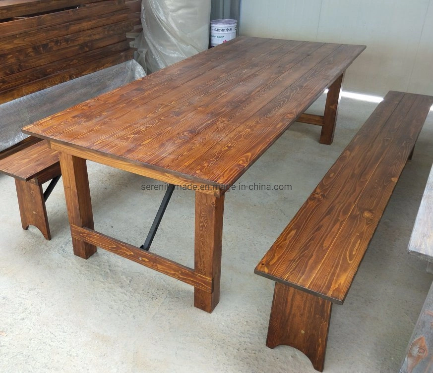 Evento comercial plegable mobiliario rectángulo grande conjunto de mesas de comedor madera maciza