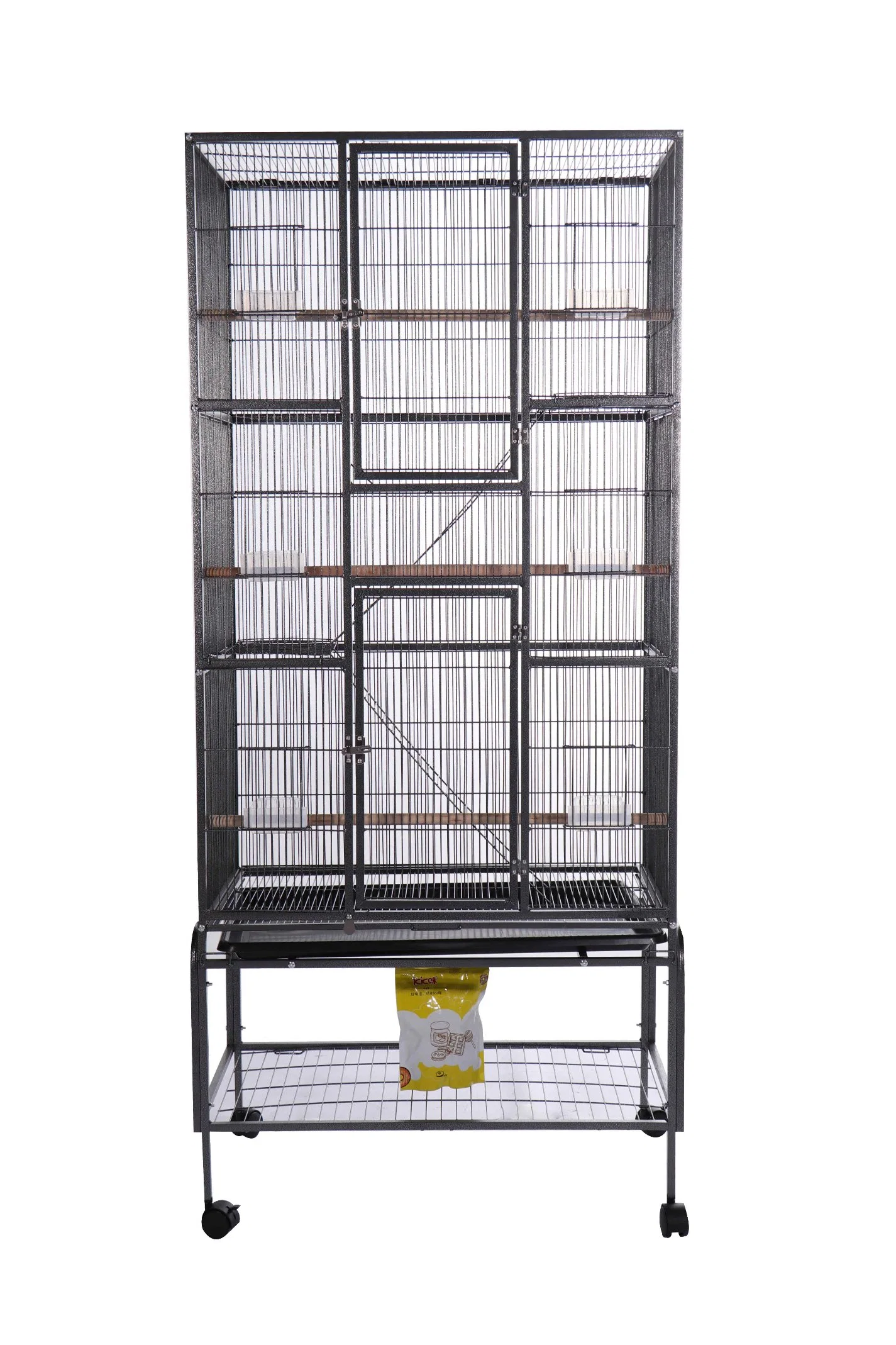 Productos para mascotas Double Stack grandes jaulas de loros aves reproductoras con ruedas