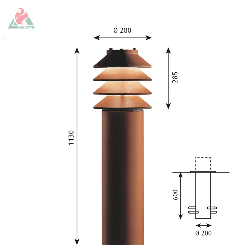 Corten Steel Outdoor Garden Light Box for Decoration