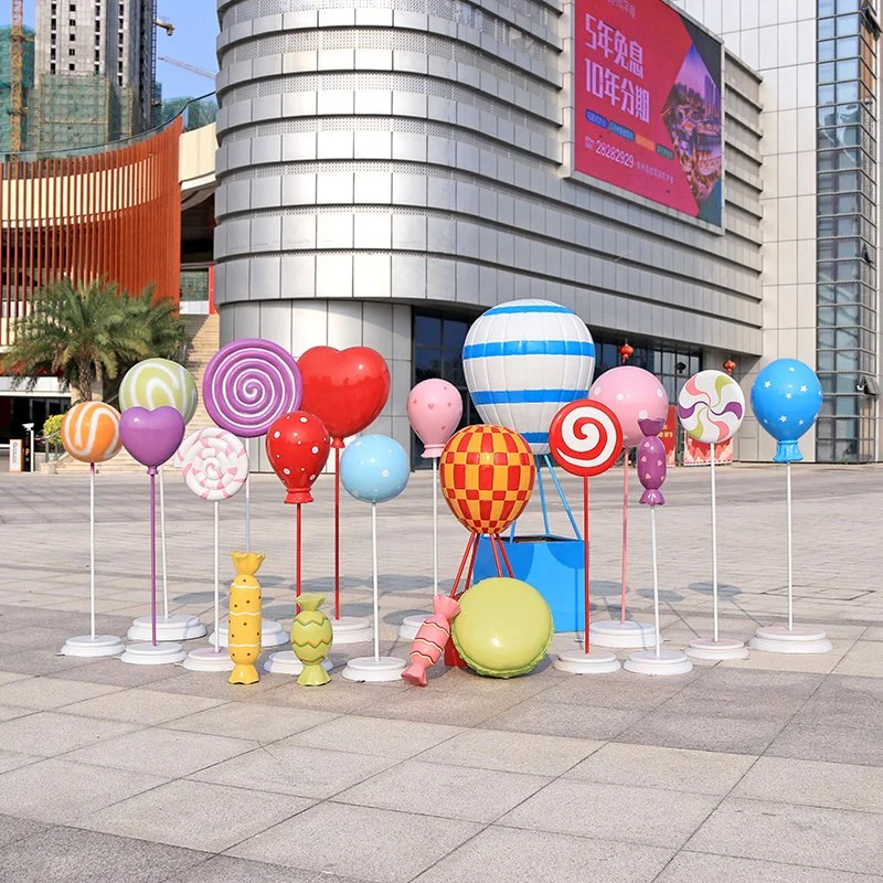 New Design Large Outdoor Unique Resin Cartoon Crafts Christmas Candy Lollipop Props for Home Party Decoration