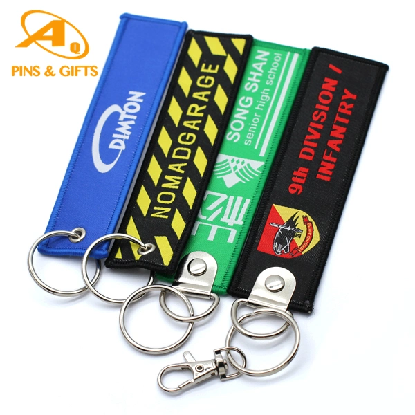 Promotion Gift Debossed Fabric Embroidery Wireless Finder Blinky Whistle Finder Wholesale/Supplier Ring LED Light Embroidered Woven Key Holder