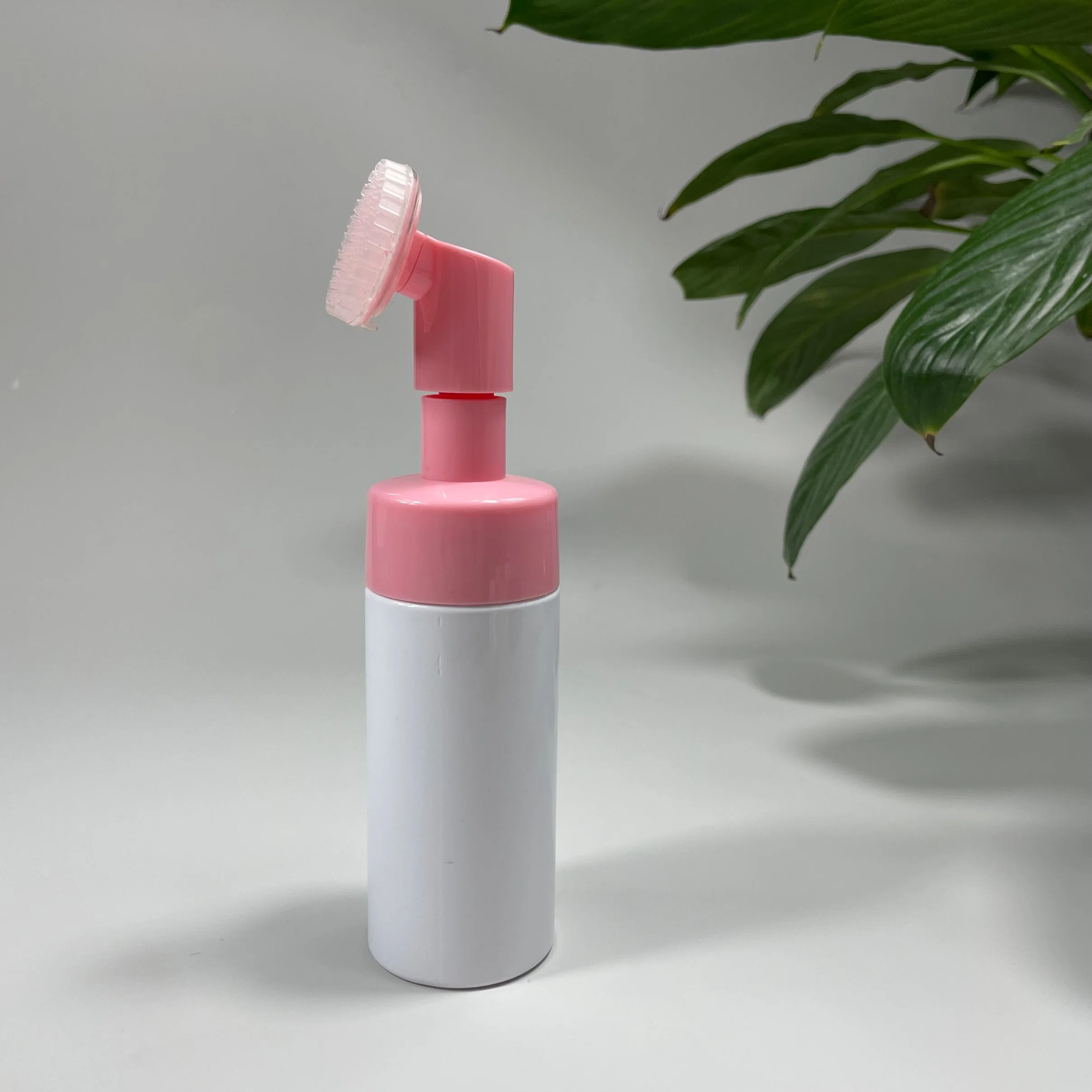 Empty Cosmetic Plastic Soft Silicone Brush Soap Foam Pump Bottle for Facial Cleanser