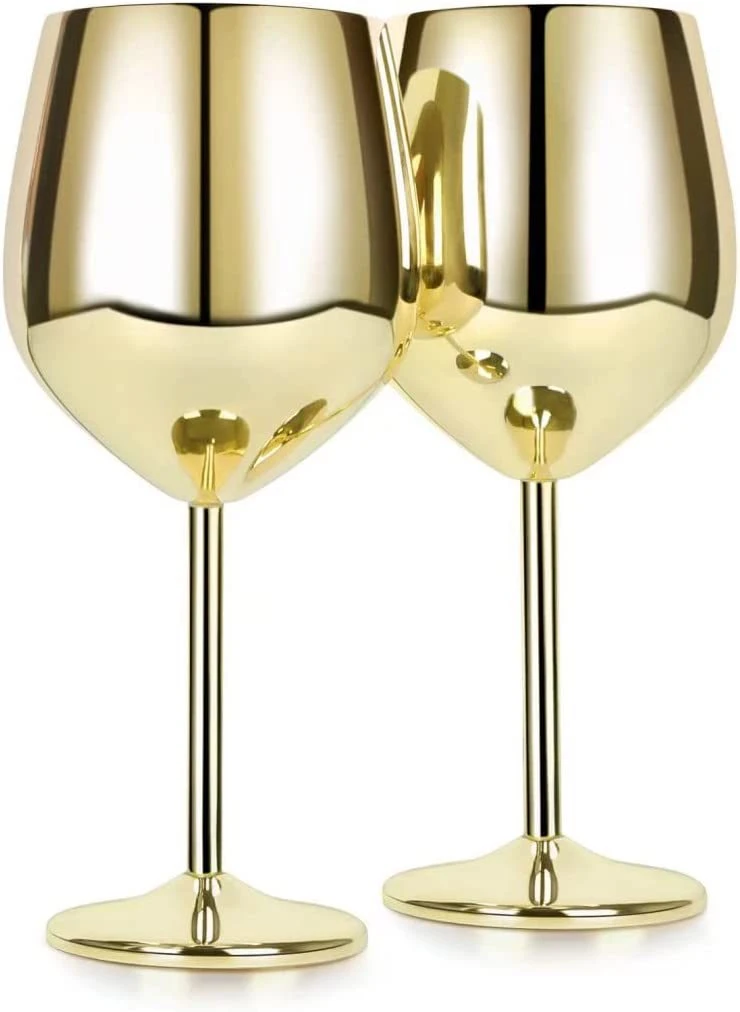 Wholesale High Quality Party Champagne Glasses Rose Gold Metal Cup Large Goblet Wine Glass