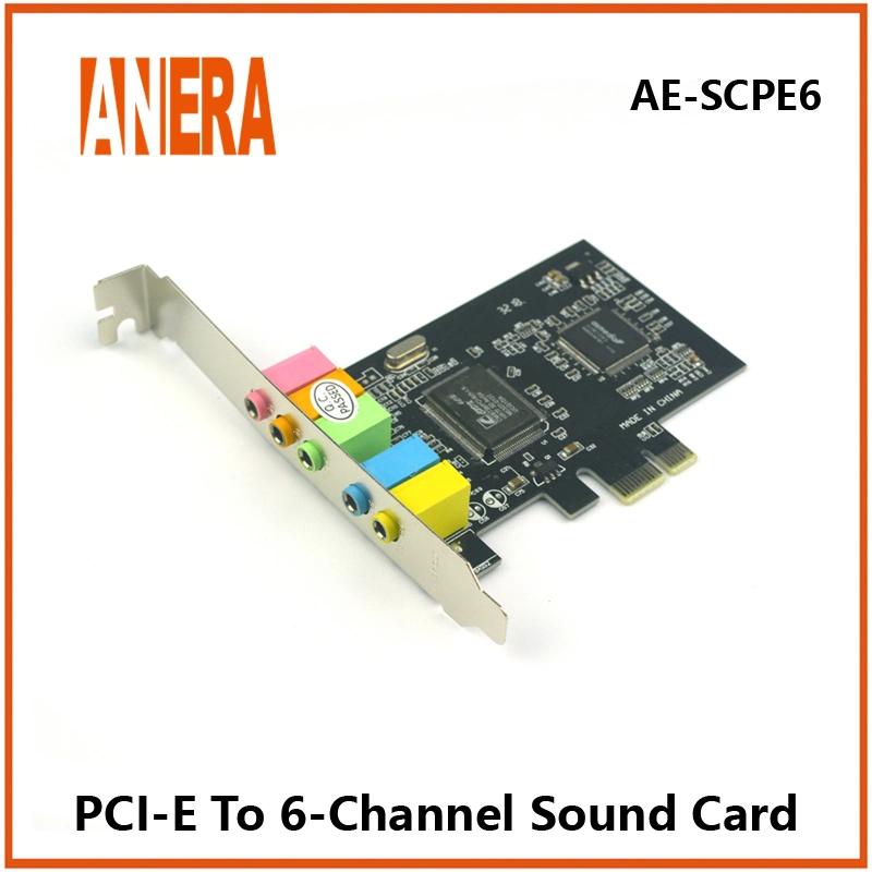 Anera Venda Quente Cmi8738 PCI-E Placa de som de 6 canais áudio PCI Express placa interna de som de 5.1 canais