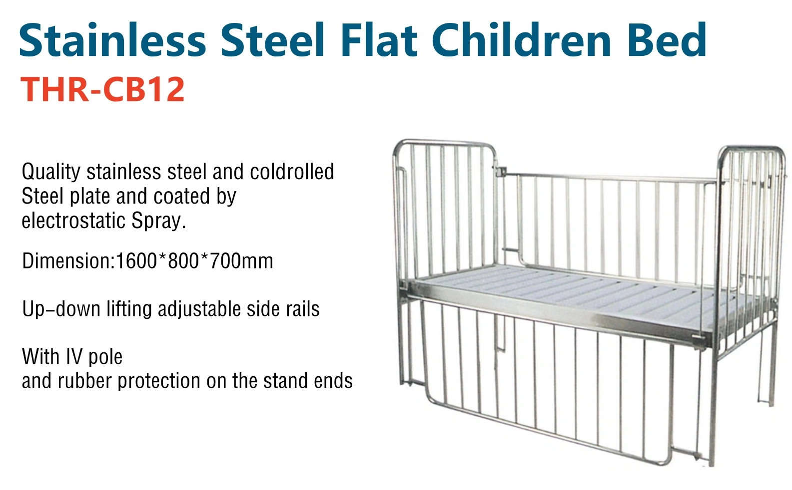 Hospital Cheap Stainless-Steel Flat Children Medical Bed Price (THR-CB12)