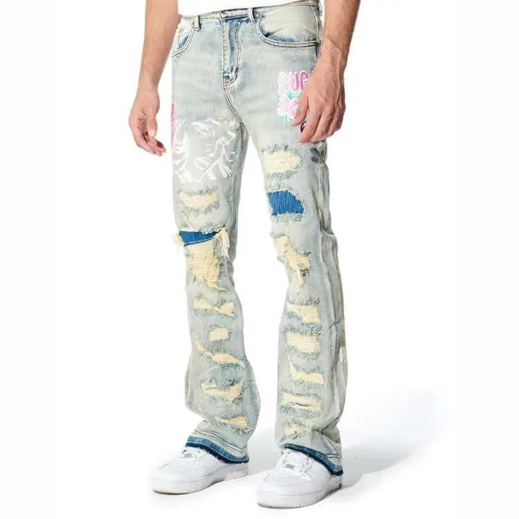 Custom Slim Fit Jeans Skinny Streetwear Straight-Leg Premium Stretchy Pants Denim Jeans for Men