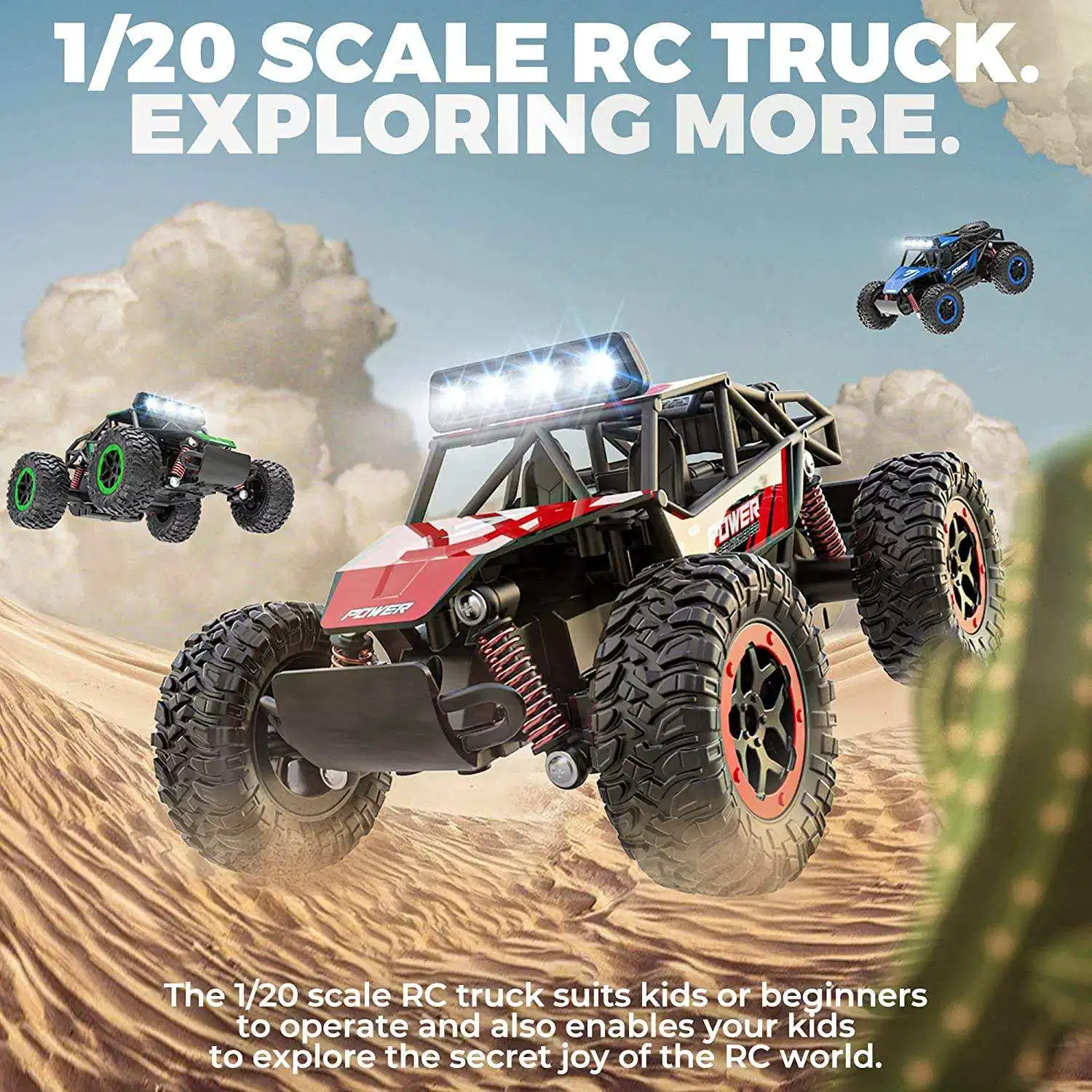 1: 20 Scale 2.4GHz 4WD RC Beast Rock Crawler Climbing Truck Toy Car with LED Lights 18km/H Crawler Rally off-Road