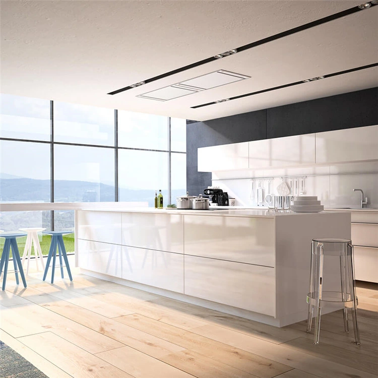 Fábrica de armários de orientação de alta qualidade mobiliário de cozinha moderna em PVC Cozinha
