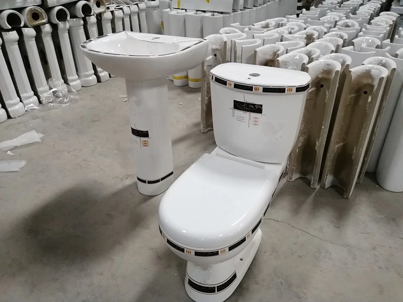 Chaozhou Factory Sanitary Ware Golden Decorative Toilet and Basin