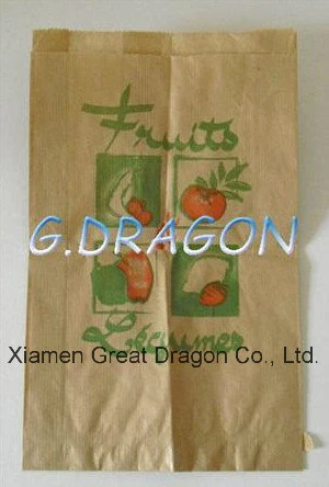 Disposable Customzied Logo Flat Bottom Fast Food Paper Carry Bag