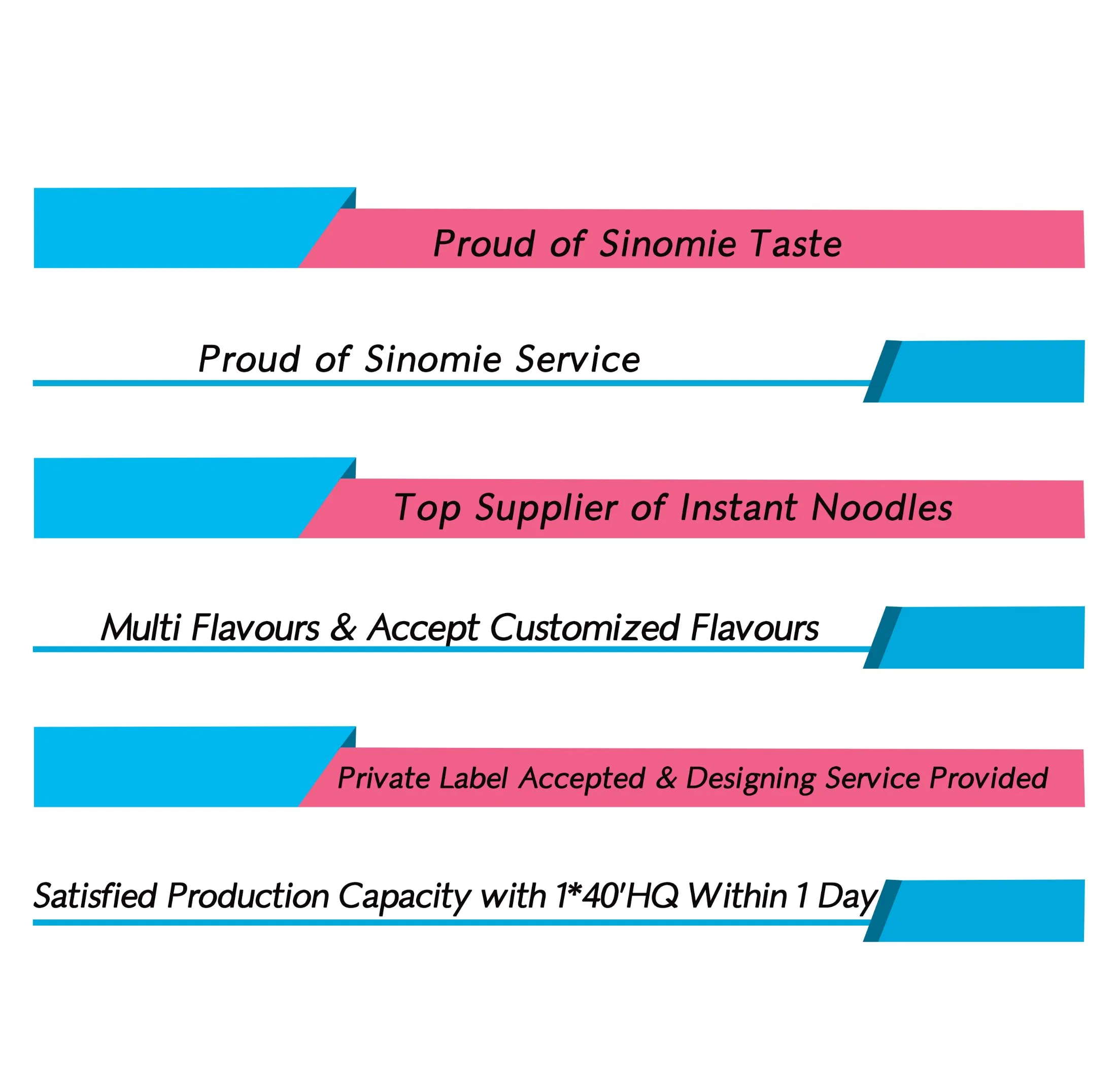 Fabricados en china comida rápida de la salud con sabor diferente de fideos instantáneos