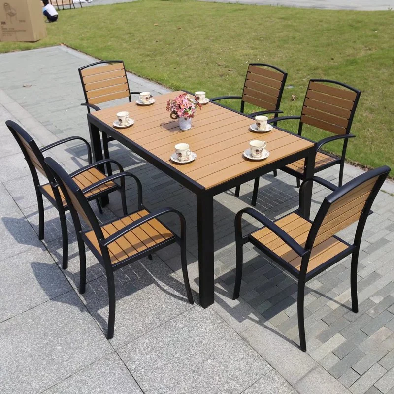 Mobilier et de loisirs de plein air étanche extérieur Balcon Jardin meubles de jardin de combinaison de table et chaise en bois en plastique