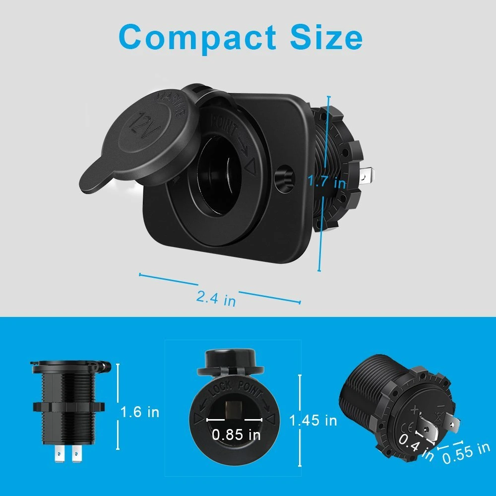 Isqueiro, 12V receptáculo de saída para carro moto Marinho ATV RV