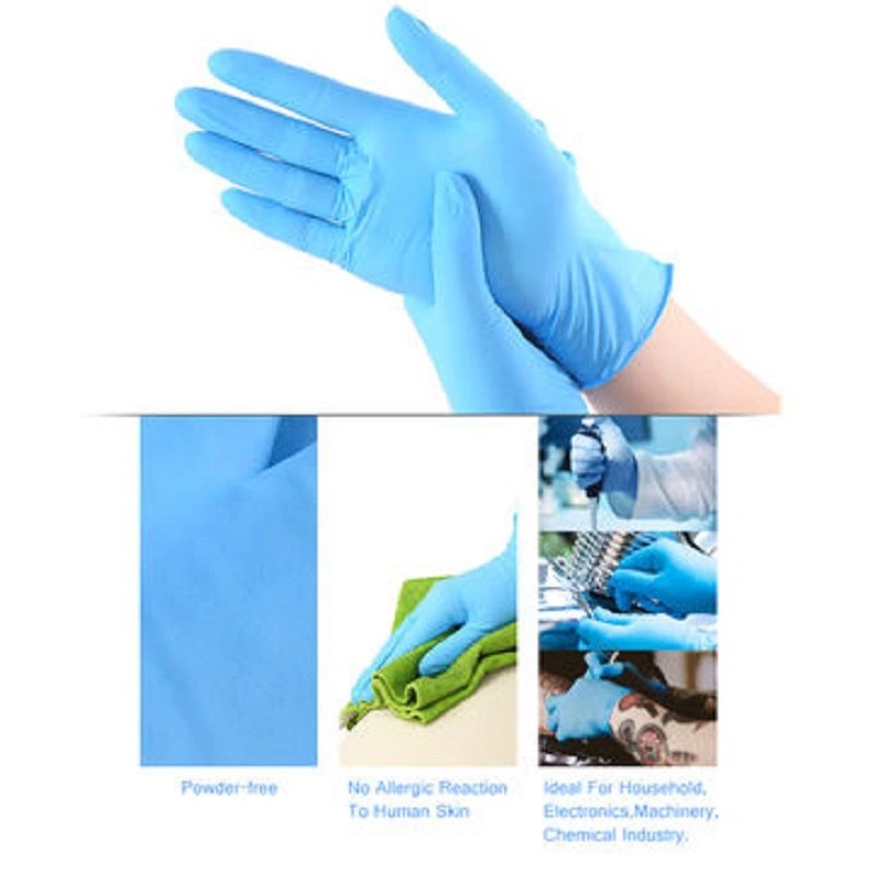 Gants d'examen en nitrile, qualité médicale, Non-Sterile Powder-Free, jetables, de la sécurité alimentaire, l'Indigo de couleur, de taille moyenne