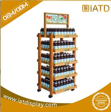 Retail Store Wood Floor Food Rack Display Exhibition Equipment