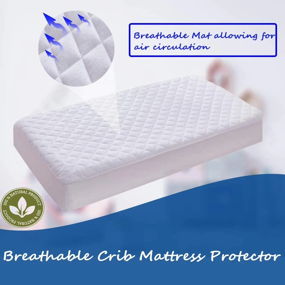 Waterproof Fitted Quilted Cotton Portable Mini Crib Mattress Pad Cover