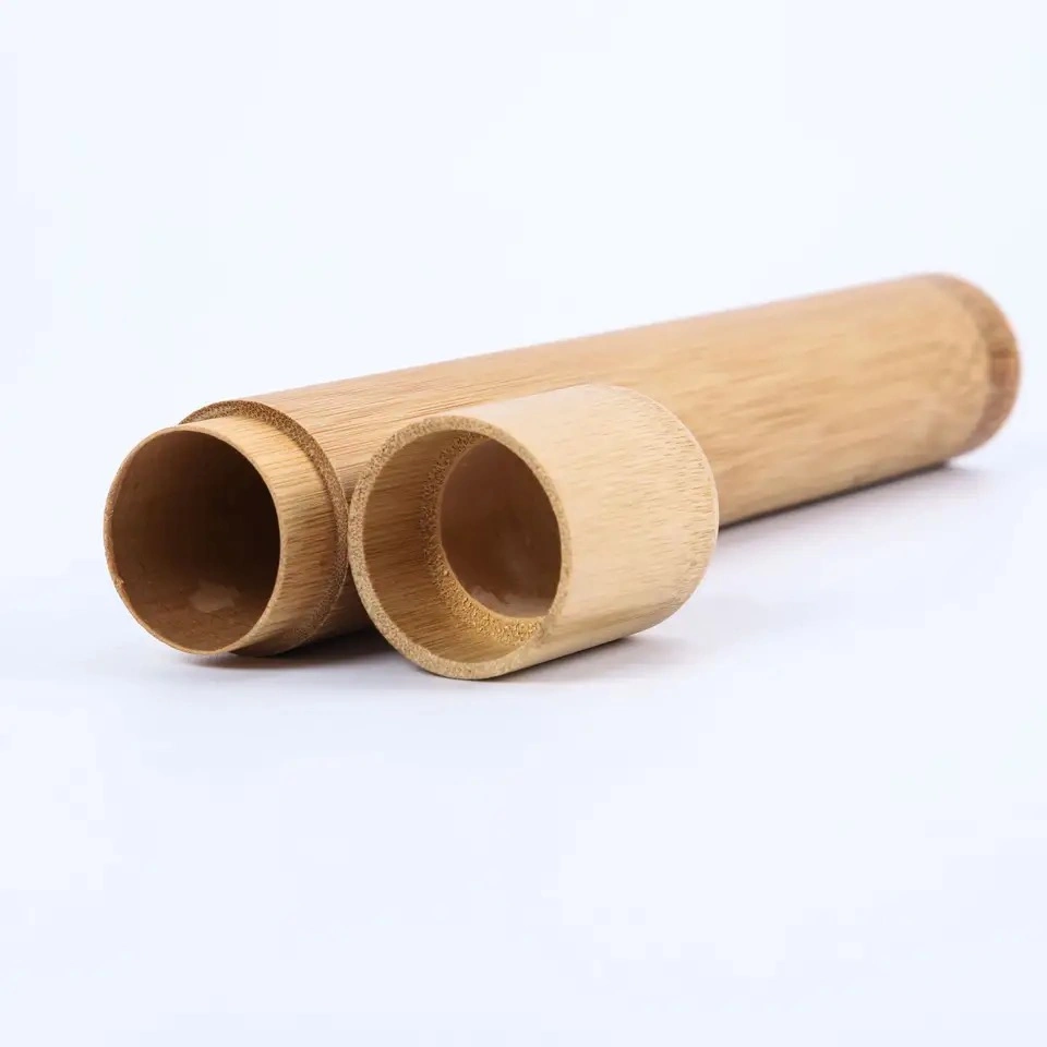 Customized Logo Eco Friendly Travel Disposable Toothbrush Box Holder Wood Bamboo Toothbrushes Tubes