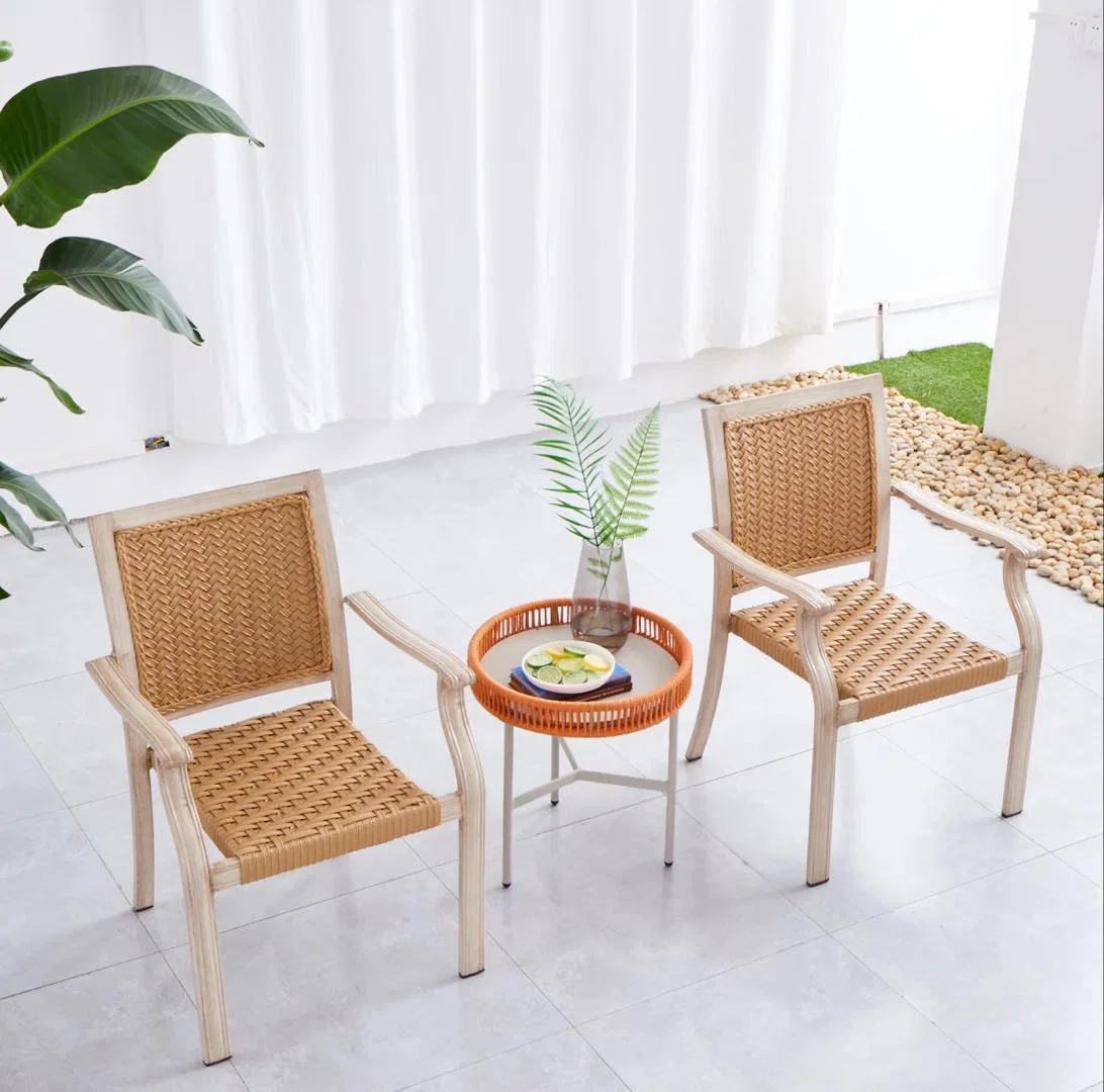 Nordic Outdoor Tea Shop Coffee Shop Waterproof Residential Aluminum Rattan Chair Simple Balcony Casual Tables and Chairs