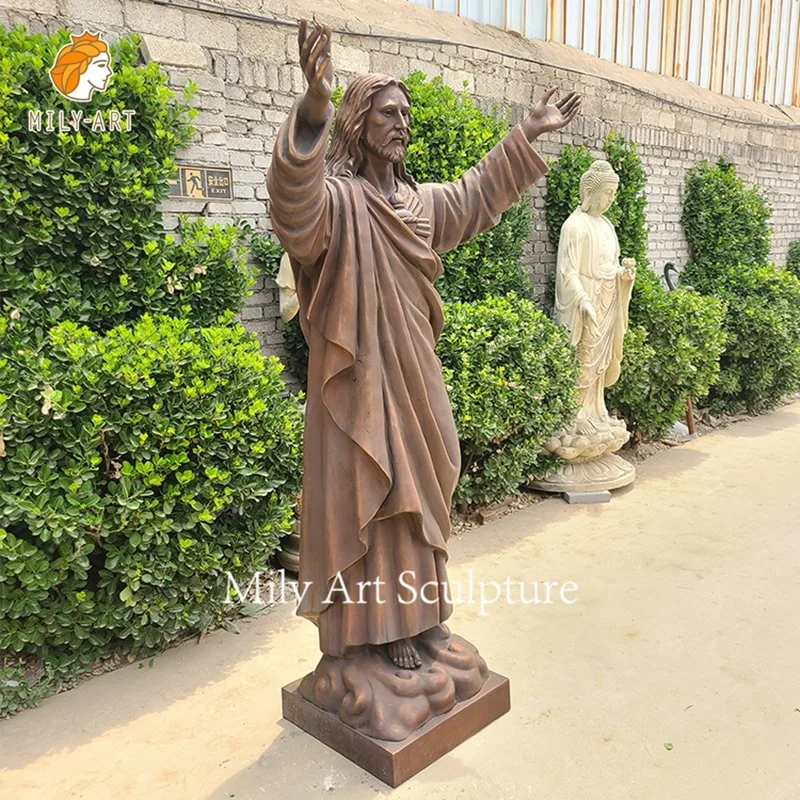 Catholic Religious Statues Life Size Bronze Jesus Cross Statue for Outdoor Decor