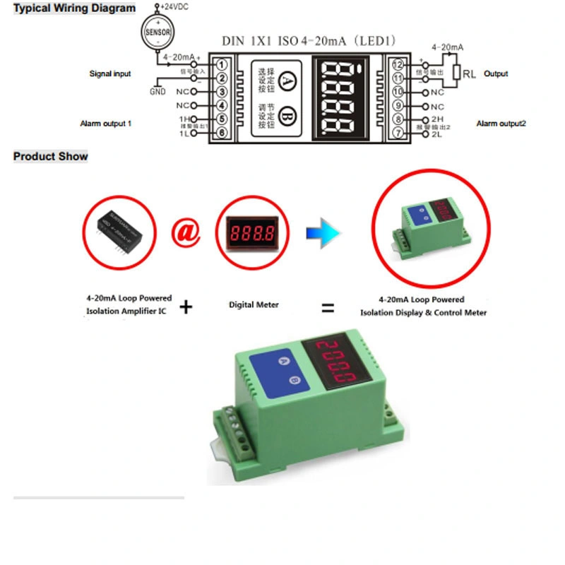 4-Digit LED Display Display Meter DIN1X1 ISO 4-20mA (LED1)