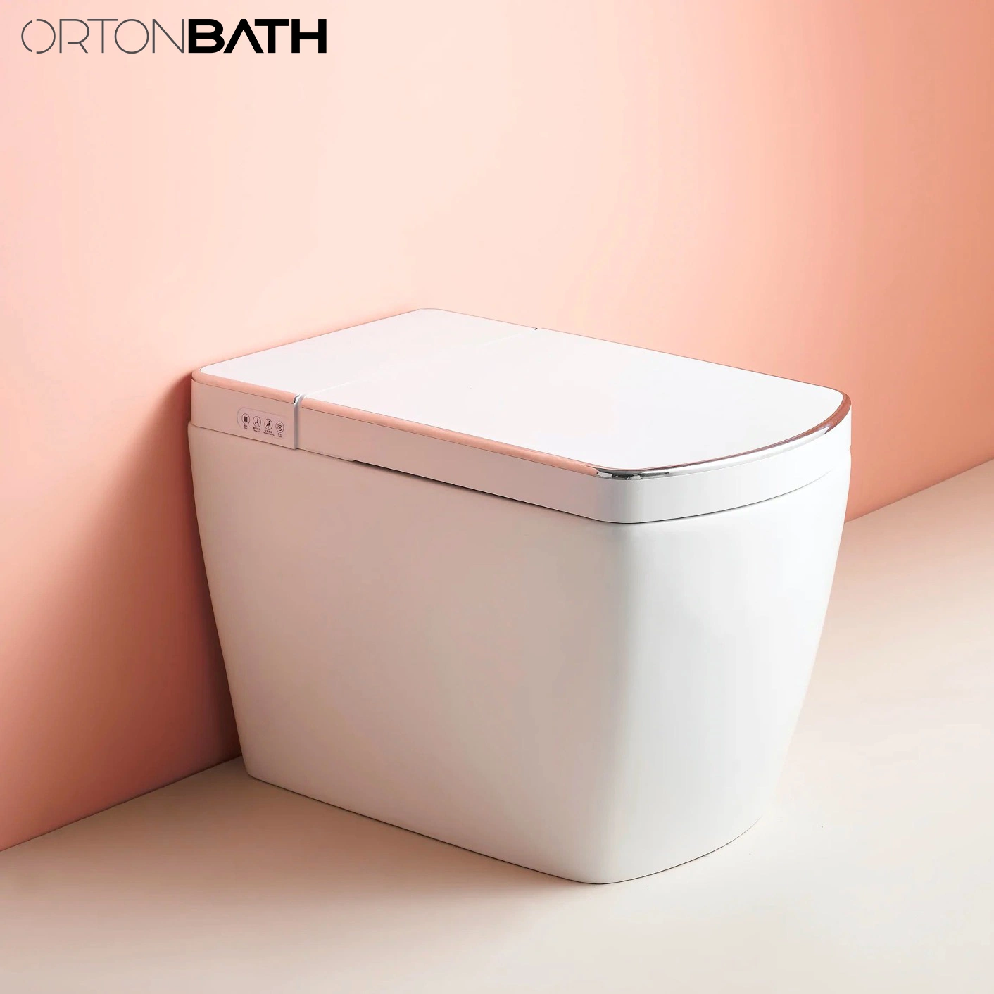 Ortonbaths Smart Touchless One Piece Toilet with Auto Dual Flush UV LED Sterilization Heated Seat Warm Water and Dry Lighting Intelligent Automatic Toilet