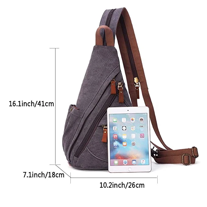 Canvas Sling Bag Small Crossbody Backpack Shoulder Casual Daypack Rucksack