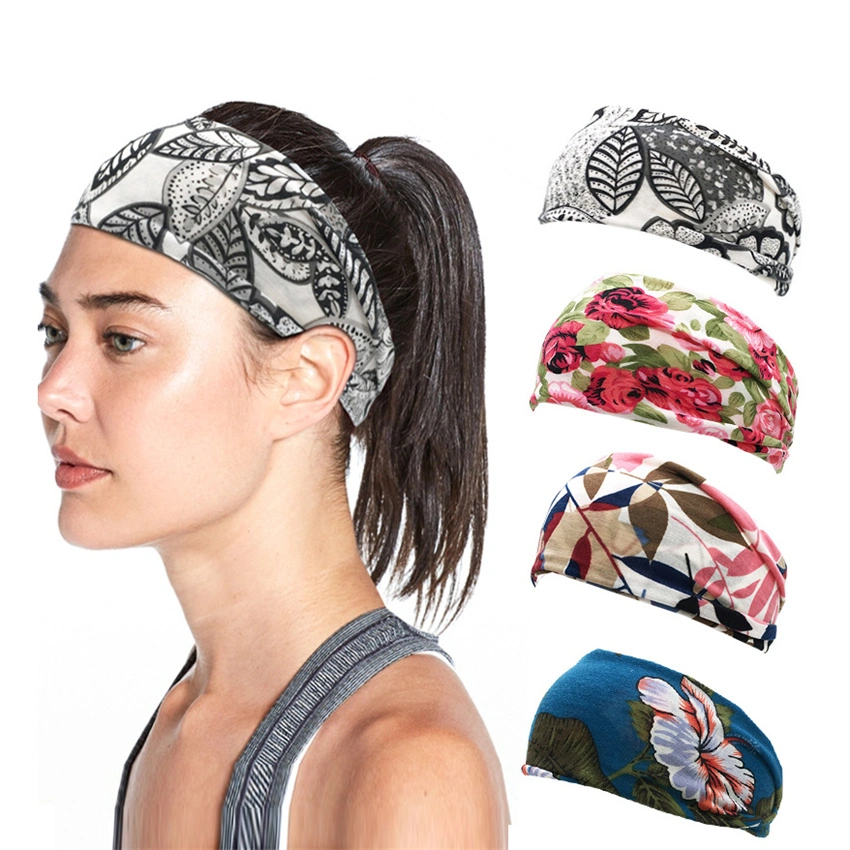 Wholesale Custom Printed Sports Headband Yoga Sweat-Absorbing Broadside Headband Bandana