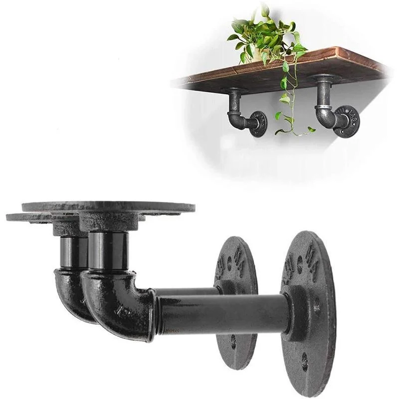 3/4" Industrial Pipes Plumbing Pipe Fittings Black Iron Pipe Shelf Brackets Decorative Home Furniture