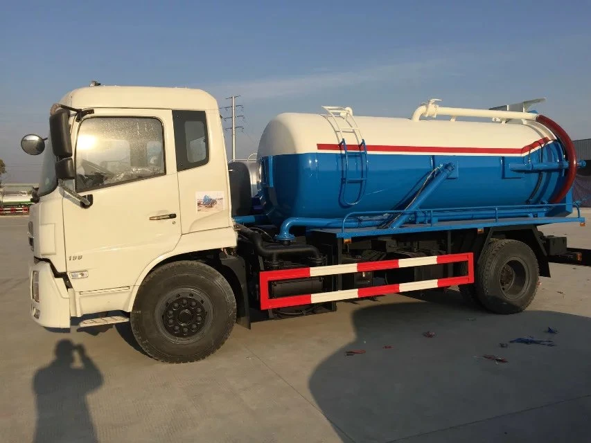 Dongfeng Brand New 10cbm Septic Tank Sewage Suction Vacuum Pump Truck Fecal Suction Tank with Wash Cleaning Truck