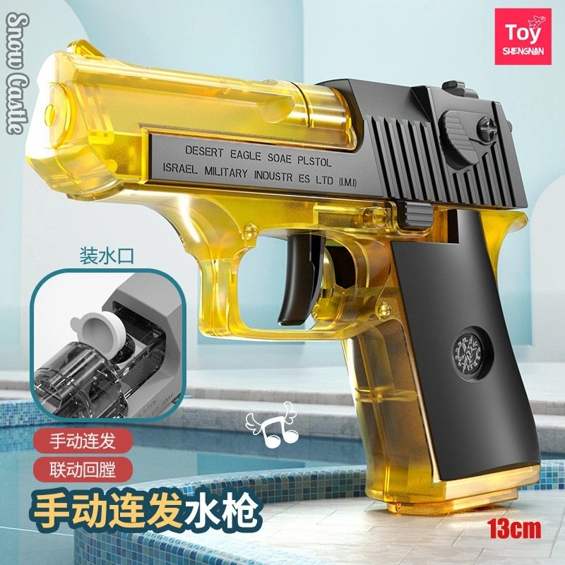 Golden Desert Eagle Hand-Fired Water Gun Linkage Back to The Chamber Children's Water Gun Boy Playing with Water Toys.