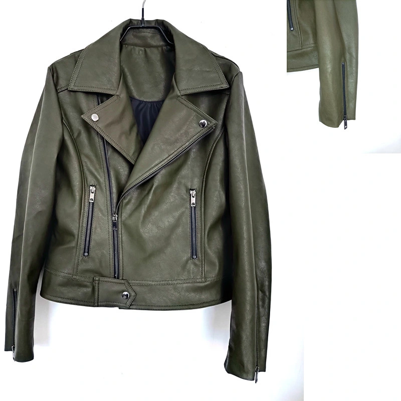 Faux Suede Clothing Trench Coat Green Autumn Lampskin Leather Jackets