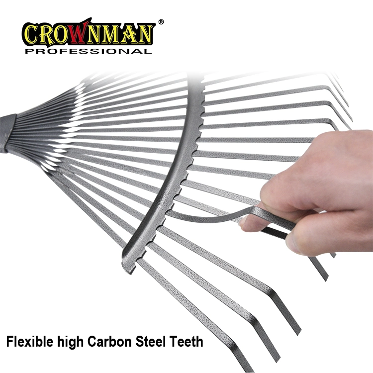 Crownman Garden Steel Leaf Rake with Wooden Handle for DIY Use