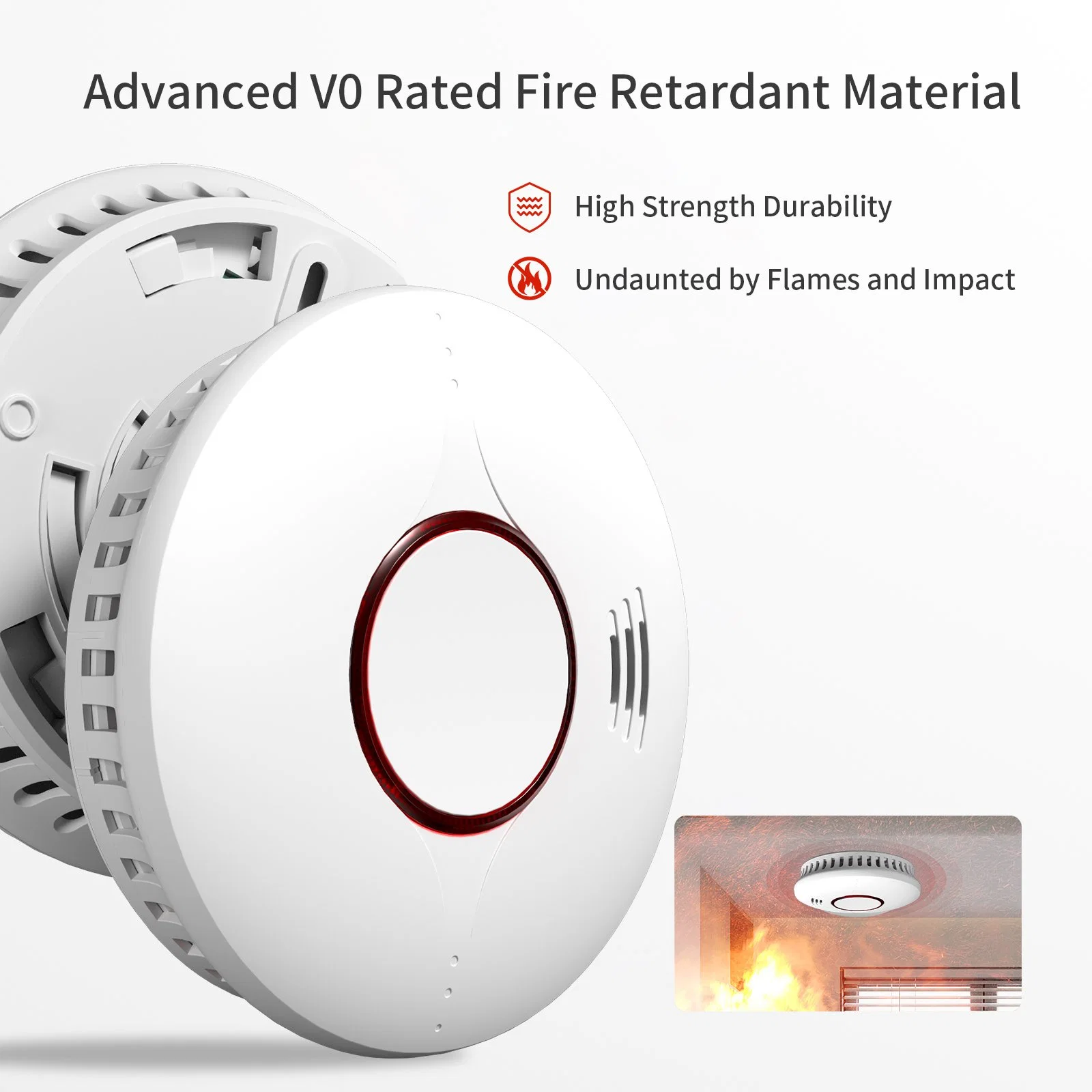 Fabrico de Automação Doméstica Inteligente WiFi Alarme de fumaça EN14604 Grossista padrão WiFi segura o detector de fumaça de incêndio