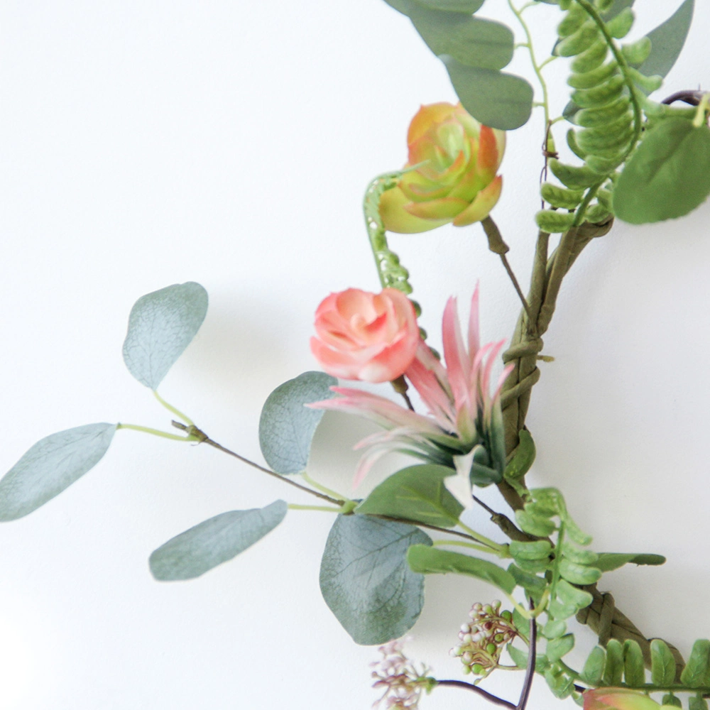 Couronne de bougies printanières et estivales, fleurs artificielles en soie, décoration de mariage, fête et tous les jours.