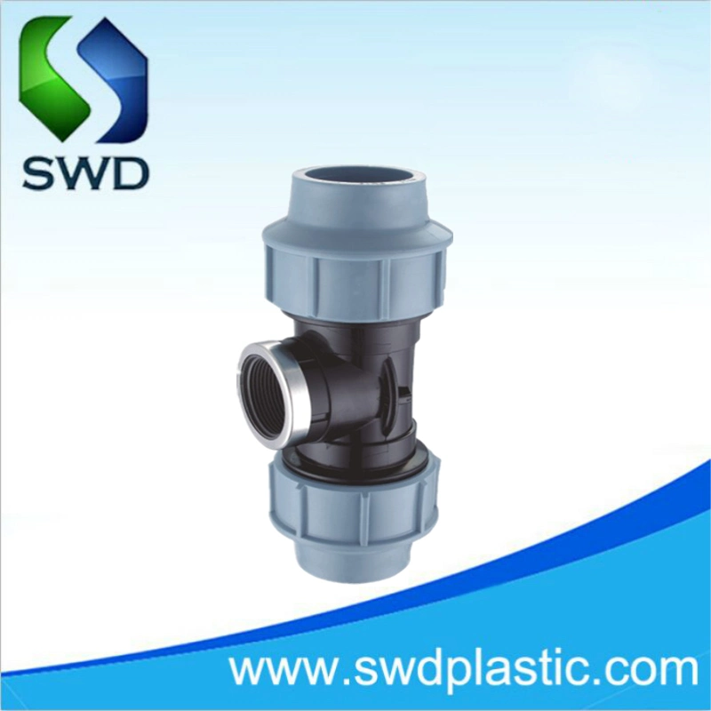 PP Compression Fitting Adaptor Coupling Tee for Water Supply