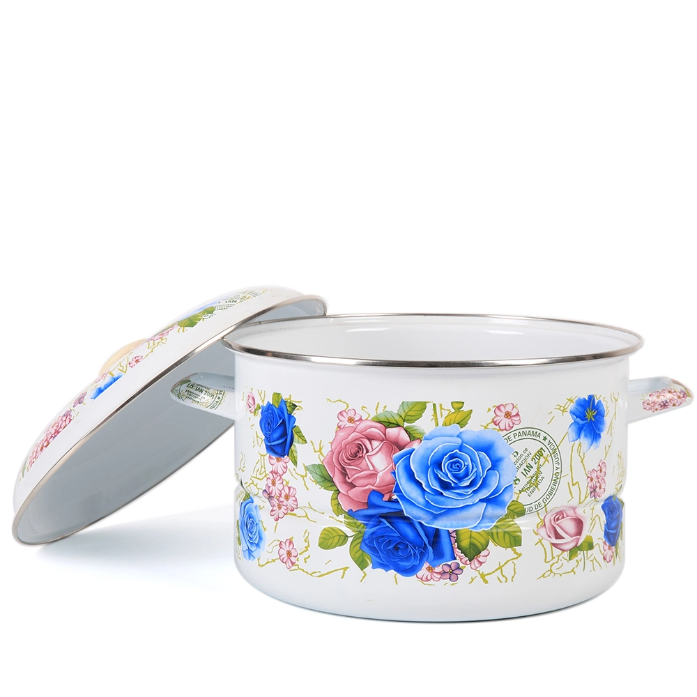 24/26/28cm Enamel Steamer Pot Casserole Enamel Cooker Pot Porcelain Caseerole Sets