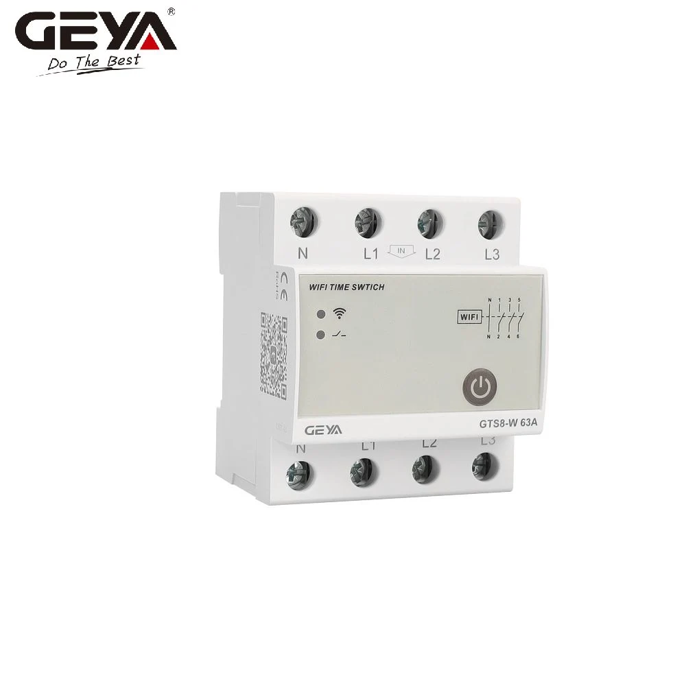 Geya Gts8-W 4p 63A CE DIN Rail 220V AC Approval Daily WiFi Programmable Digital Timer Switch Day Timer Switch Programmable Timer