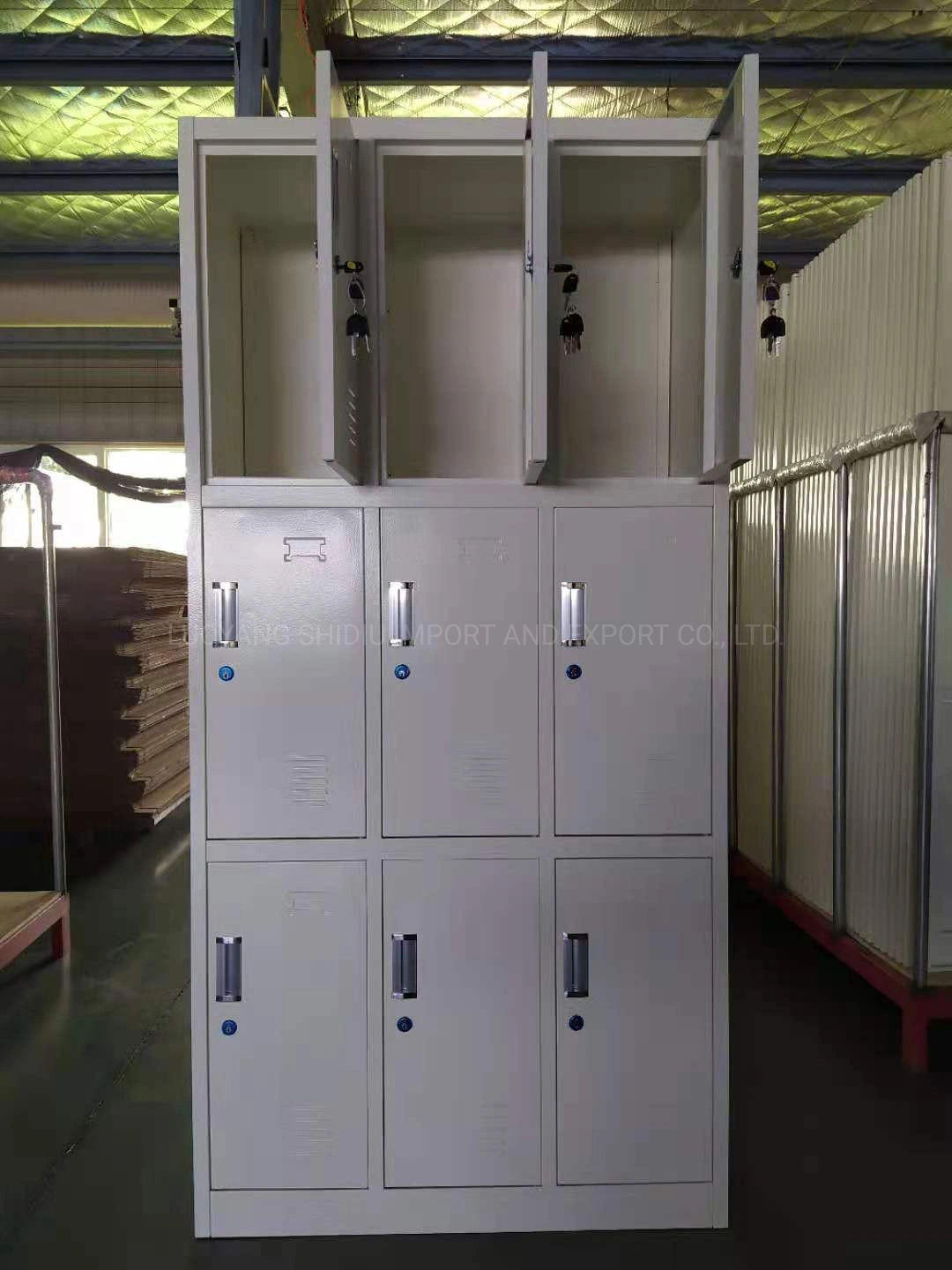 Metal Multiple Doors 9 Compartment Public Duty Bag Lockers